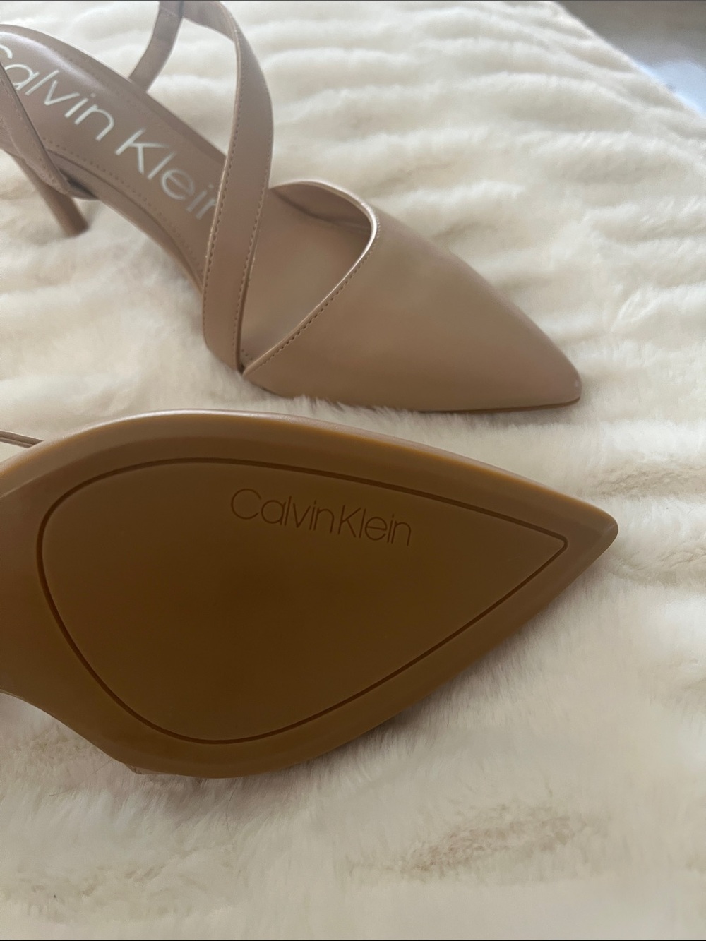 Calvin Klein Nude Pointed-Toe Slingback Heels - Picture 4 of 10